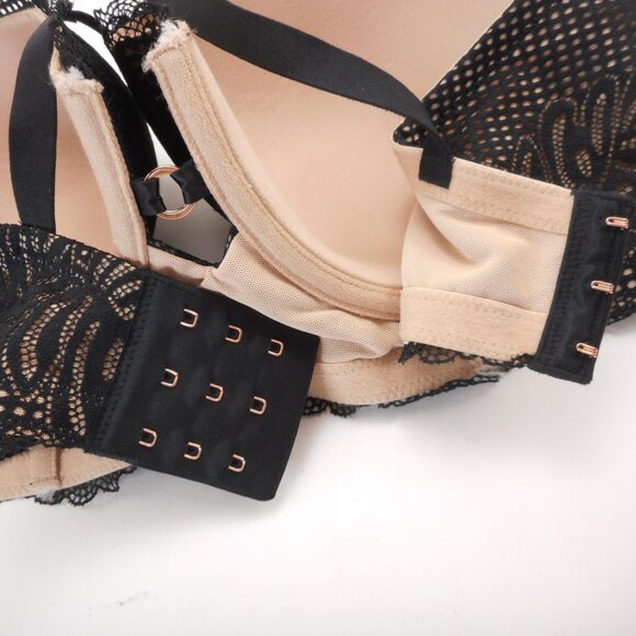 Aerie Bra sz 38DD Real Power Balconette Underwire Black Tan Lace Lightly Padded - Picture 4 of 14